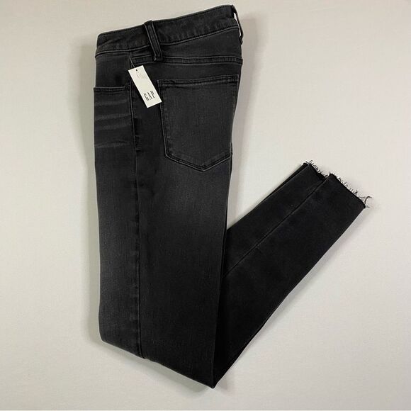 Gap Universal Jegging‎ Mid Rise Women's 25 Washed Out Black Stretch Raw Hem - Picture 1 of 12